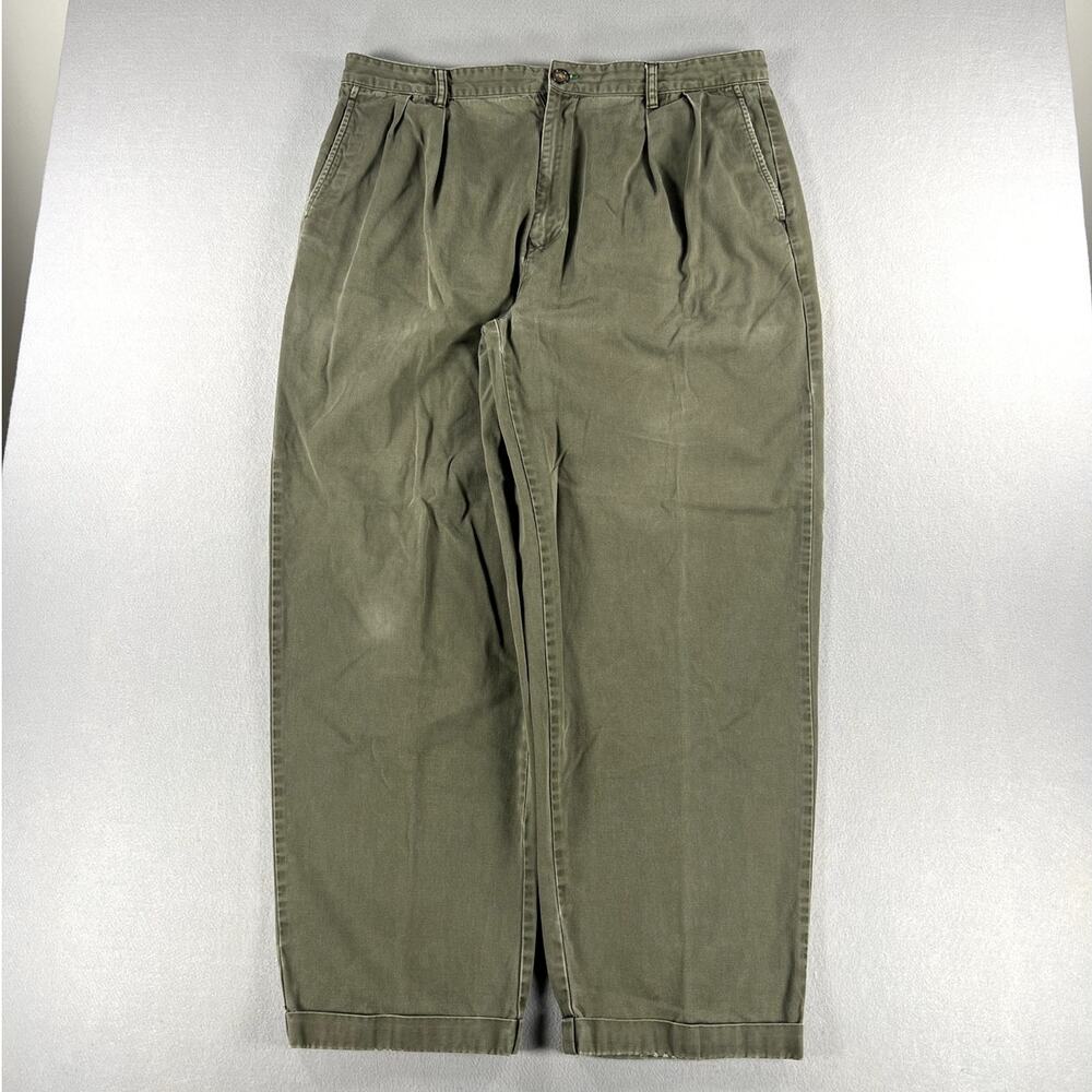 Vintage Y2K Tommy Hilfiger Double Pleated Green Pants Mens Size 40x32 (40x30)
